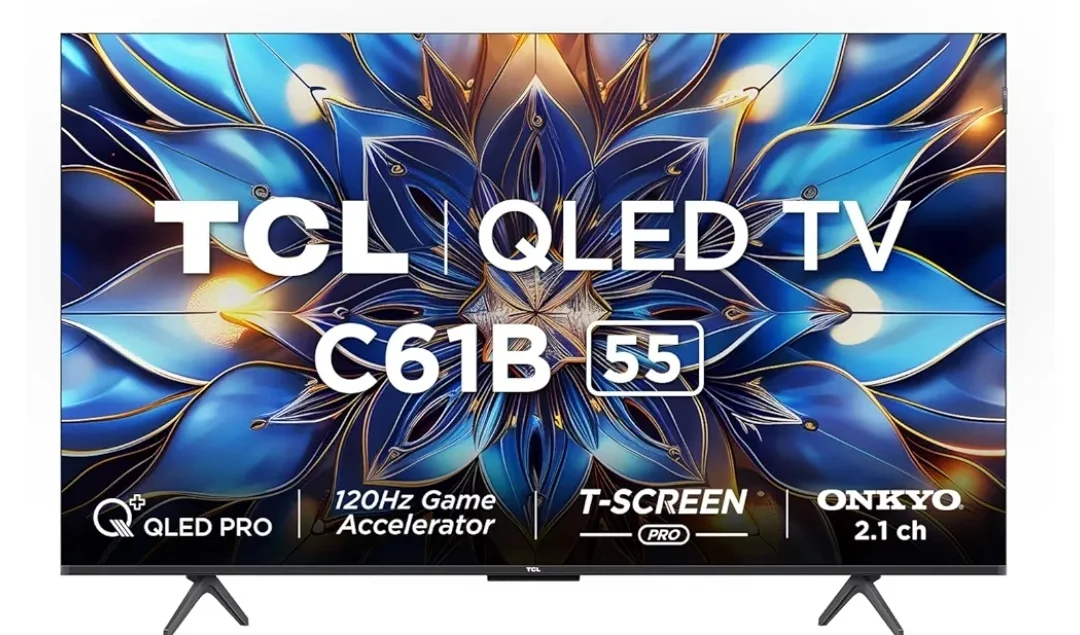 TCL 139 cm (55 inches) 4K Ultra HD Smart QLED Google TV 55C61B (Black)